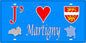 Plaque métal décorative  15x30J' ❤️ Martigny, Seine Maritime (76) bleu carte
