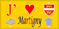 Plaque métal décorative  15x30J' ❤️ Martigny, Seine Maritime (76) jaune carte