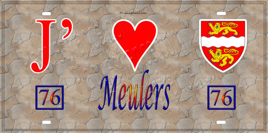 Plaque métal décorative 15x30 J' ❤️ Meulers, Seine Maritime (76) antique