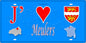 Plaque métal décorative 15x30 J' ❤️ Meulers, Seine Maritime (76) bleu carte