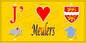 Plaque métal décorative 15x30 J' ❤️ Meulers, Seine Maritime (76) jaune carte