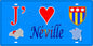 Plaque métal décorative 15X30 J' ❤️ Néville, Seine Maritime (76) bleu carte