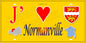 Plaque métal décorative 15X30 J' ❤️ Normanville, Seine Maritime (76) jaune carte