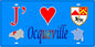 Plaque métal décorative 15X30 J' ❤️ Ocqueville, Seine Maritime (76) bleu carte