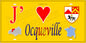 Plaque métal décorative 15X30 J' ❤️ Ocqueville, Seine Maritime (76) jaune carte
