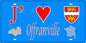 Plaque métal décorative 15x30 J' ❤️ Offranville, Seine Maritime (76) bleu carte
