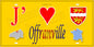 Plaque métal décorative 15x30 J' ❤️ Offranville, Seine Maritime (76) jaune carte