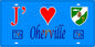 Plaque métal décorative 15X30 J' ❤️ Oherville, Seine Maritime (76) bleu
