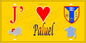 Plaque métal décorative 15X30 J' ❤️ Paluel, Seine Maritime (76) jaune carte