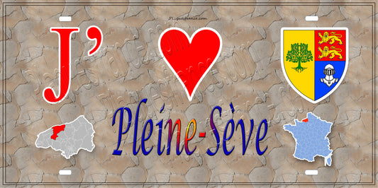 Plaque métal décorative 15X30 J' ❤️ Pleine-Sève, Seine Maritime (76) antique carte