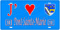 Plaque métal décorative, J' ❤️Pont-Sainte-Marie, Aube, fond  mur bleu 10