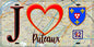 Plaque métal décorative  J' ❤️ Puteaux, Hauts de Seine (92) fond carte