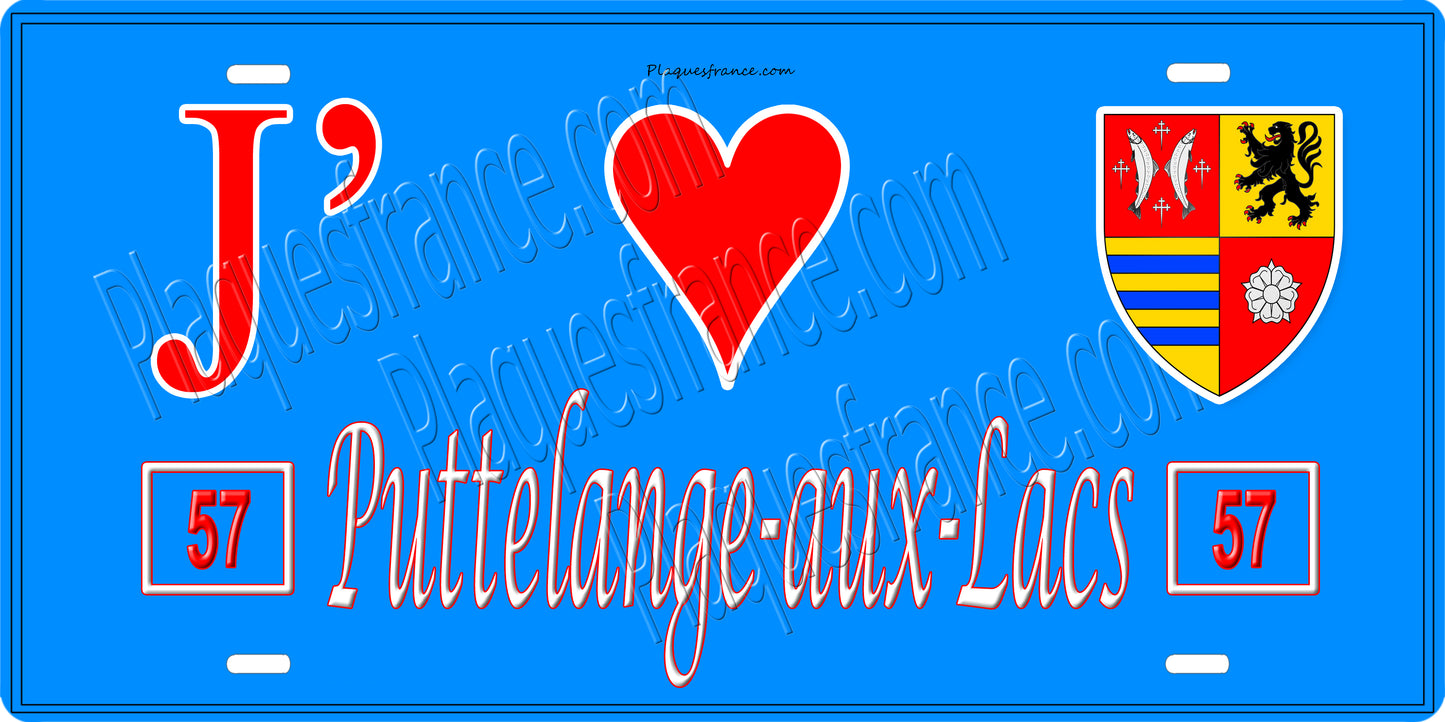 Plaque métal décorative 15 x 30 cm fond mur bleu 57 J' ❤️ Puttelange-aux-Lacs, canton Sarralbe Moselle 57