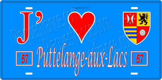 Plaque métal décorative 15 x 30 cm fond mur bleu 57 J' ❤️ Puttelange-aux-Lacs, canton Sarralbe Moselle 57