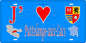 Plaque métal décorative 15 x 30 cm fond mur bleu carte J' ❤️ Puttelange-aux-Lacs, canton Sarralbe Moselle 57