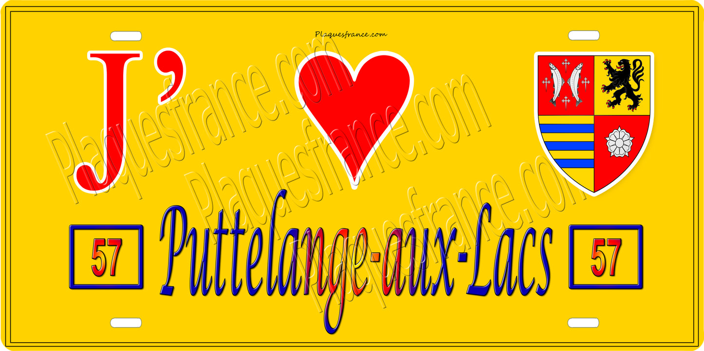 Plaque métal décorative 15 x 30 cm fond mur jaune 57 J' ❤️ Puttelange-aux-Lacs, canton Sarralbe Moselle 57