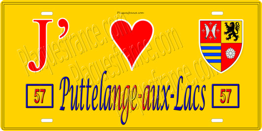 Plaque métal décorative 15 x 30 cm fond mur jaune 57 J' ❤️ Puttelange-aux-Lacs, canton Sarralbe Moselle 57
