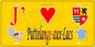 Plaque métal décorative 15 x 30 cm fond mur jaune carte J' ❤️ Puttelange-aux-Lacs, canton Sarralbe Moselle 57