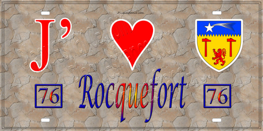 Plaque métal décorative 15X30 J' ❤️ Rocquefort, Seine Maritime (76) antique