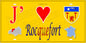 Plaque métal décorative 15X30 J' ❤️ Rocquefort, Seine Maritime (76) jaune carte