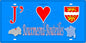 Plaque métal décorative 15x30 J' ❤️ Rouxmesnil-Bouteilles, Seine Maritime (76) bleu carte