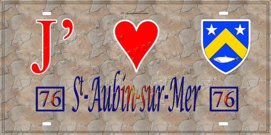 Plaque métal décorative 15X30 J' ❤️ Saint-Aubin-sur-Mer, Seine Maritime (76) antique