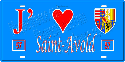 Plaque métal décorative 15 x 30 cm fond mur bleu 57 J' ❤️ Saint-Avold, canton Saint-Avold Moselle 57