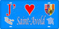Plaque métal décorative 15 x 30 cm fond mur bleu carte J' ❤️ Saint-Avold, canton Saint-Avold Moselle 57