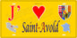 Plaque métal décorative 15 x 30 cm fond mur jaune carte J' ❤️ Saint-Avold, canton Saint-Avold Moselle 57