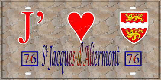 Plaque métal décorative 15x30 J' ❤️ Saint-Jacques-d'Aliermont, Seine Maritime (76) antique