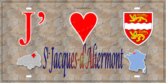 Plaque métal décorative 15x30 J' ❤️ Saint-Jacques-d'Aliermont, Seine Maritime (76) antique carte