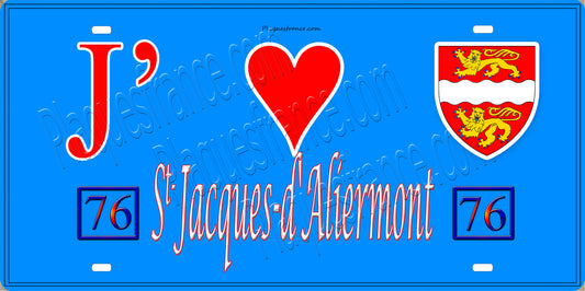 Plaque métal décorative 15x30 J' ❤️ Saint-Jacques-d'Aliermont, Seine Maritime (76) bleu