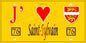 Plaque métal décorative 15X30 J' ❤️ Saint-Sylvain, Seine Maritime (76) jaune