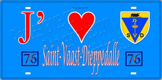 Plaque métal décorative 15X30 J' ❤️ Saint-Vaast-Dieppedalle, Seine Maritime (76) bleu