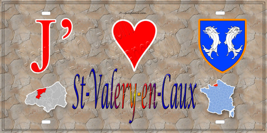 Plaque métal décorative 15X30 J' ❤️ Saint-Valery-en-Caux, Seine Maritime (76) antique carte