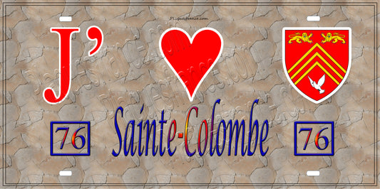 Plaque métal décorative 15X30 J' ❤️ Sainte-Colombe, Seine Maritime (76) antique