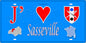 Plaque métal décorative 15X30 J' ❤️ Sommesnil, Seine Maritime (76) bleu carte