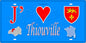 Plaque métal décorative 15X30 J' ❤️ Thiouville, Seine Maritime (76) bleu carte