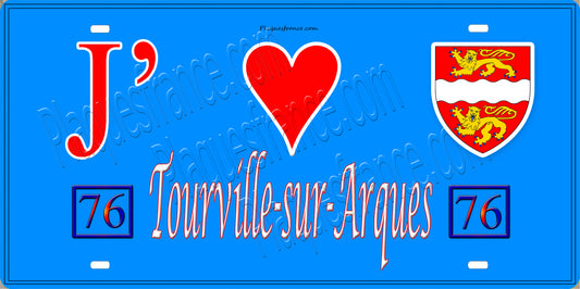 Plaque métal décorative 15x30 J' ❤️ Tourville-sur-Arques, Seine Maritime (76) (Copie) bleu