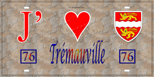 Plaque métal décorative 15X30 J' ❤️ Trémauville, Seine Maritime (76) antique
