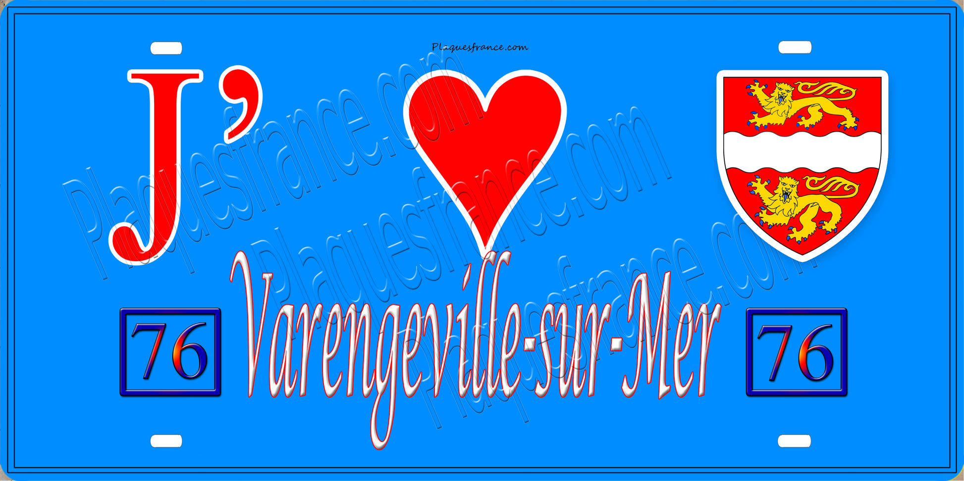 Plaque métal décorative 15x30 J' ❤️ Varengeville-sur-Mer, Seine Maritime (76) ble