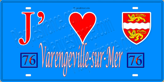 Plaque métal décorative 15x30 J' ❤️ Varengeville-sur-Mer, Seine Maritime (76) ble