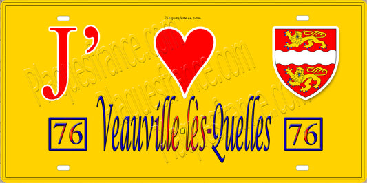 Plaque métal décorative 15X30 J' ❤️ Veauville-lès-Quelles, Seine Maritime (76)