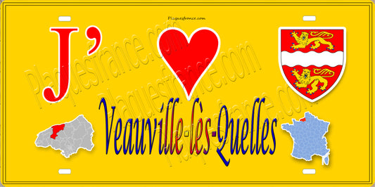 Plaque métal décorative 15X30 J' ❤️ Veauville-lès-Quelles, Seine Maritime (76)