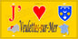 Plaque métal décorative 15X30 J' ❤️ Veulettes-sur-Mer, Seine Maritime (76) jaune carte