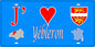 Plaque métal décorative 15X30 J' ❤️ Yébleron, Seine Maritime (76) bleu carte