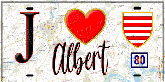 Plaque métal décorative  J' ❤️ Albert, Somme (80)