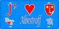Plaque métal décorative 15 x 30 cm fond bleu carte J' ❤️ Albestroff, canton du Saulnois Moselle 57