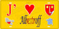 Plaque métal décorative 15 x 30 cm fond jaune carte J' ❤️ Albestroff, canton du Saulnois Moselle 57