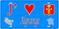 Plaque décorative J' ❤️ Algrange, Moselle, mur bleu carte